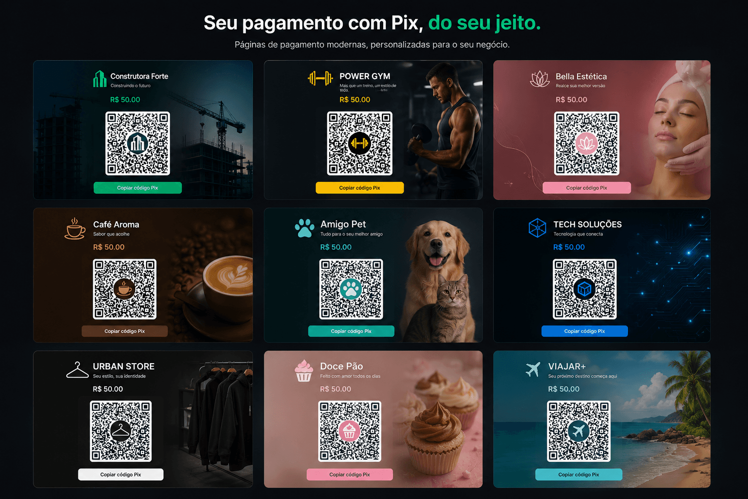Exemplos de links de pagamento Pix